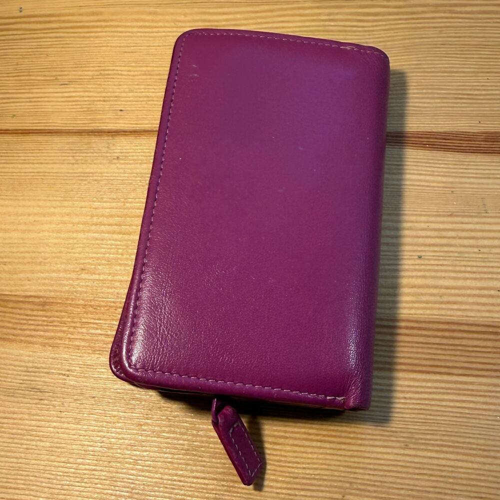 Leather Zip Wallet - Fuchsia - Picture 5 of 8